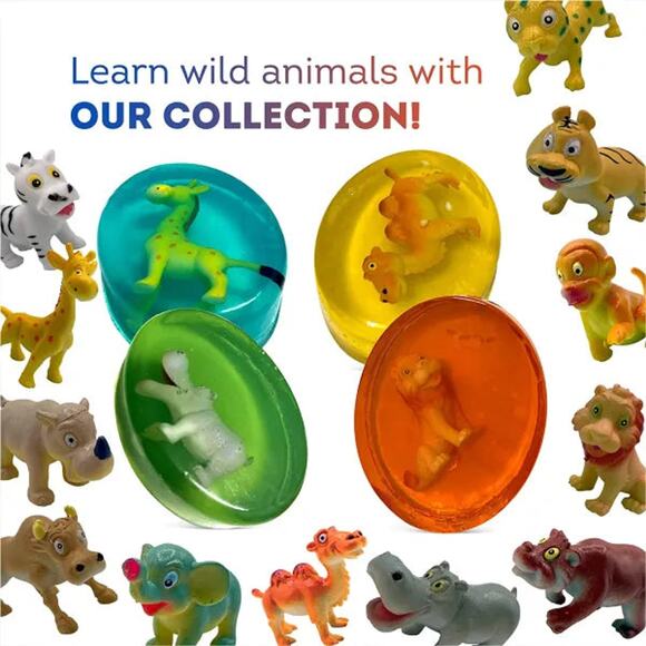 4 Kids Soap Bars with WILD ANIMALS Toys Inside - Picture 2 of 13